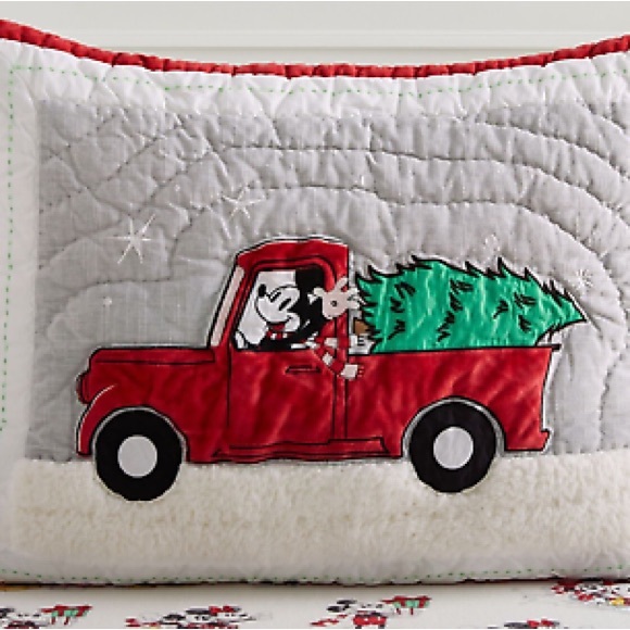 Pottery Barn Embroidered and Fuzzy Mickey Mouse Holiday Pillow Sham - Set of 2 - Picture 5 of 16